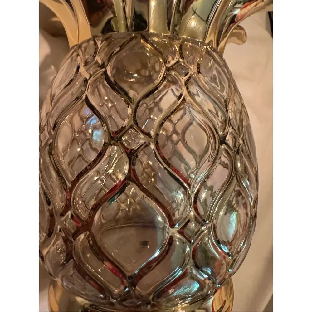 Bath & body works chalice pedastal candle holder pineapple fruit gold glass - Picture 10 of 10